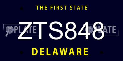 ZTS848 Delaware License Plate