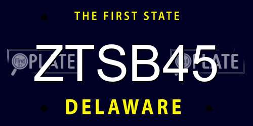 ZTSB45 Delaware License Plate