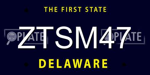 ZTSM47 Delaware License Plate
