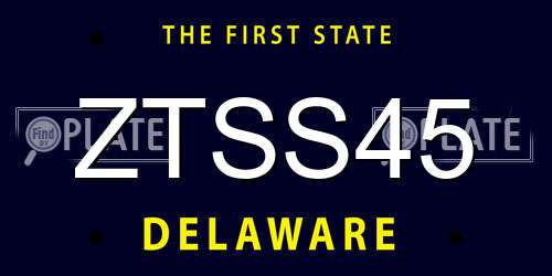 ZTSS45 Delaware License Plate