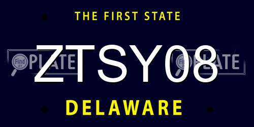 ZTSY08 Delaware License Plate