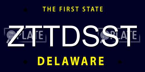 ZTTDSST Delaware License Plate