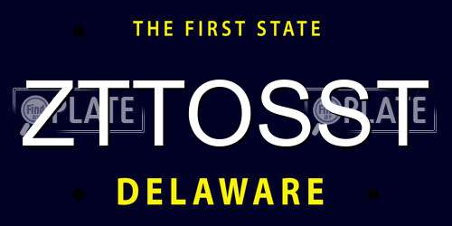 ZTTOSST Delaware License Plate