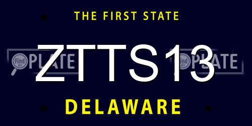 ZTTS13 Delaware License Plate