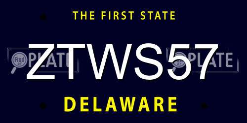 ZTWS57 Delaware License Plate