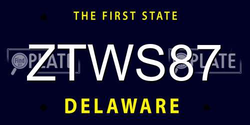 ZTWS87 Delaware License Plate