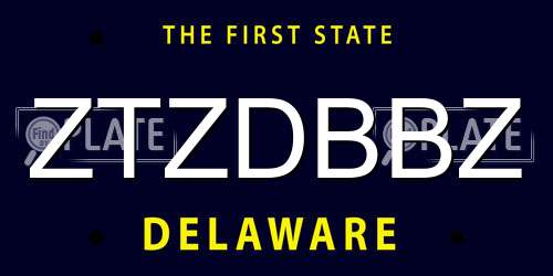 ZTZDBBZ Delaware License Plate