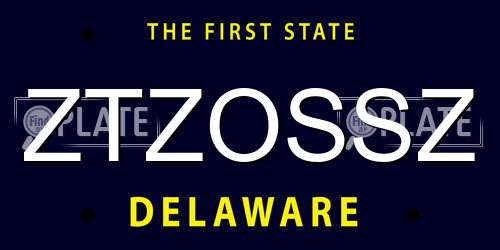 ZTZOSSZ Delaware License Plate