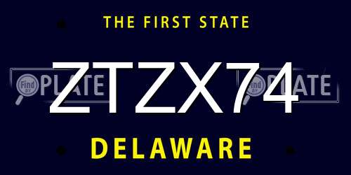ZTZX74 Delaware License Plate