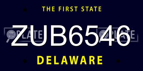 ZUB6546 Delaware License Plate