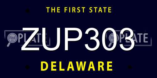 ZUP303 Delaware License Plate