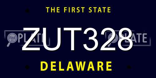 ZUT328 Delaware License Plate