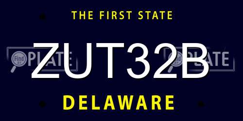 ZUT32B Delaware License Plate