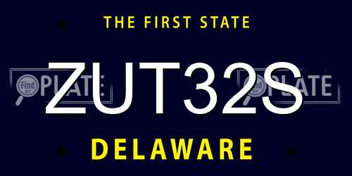 ZUT32S Delaware License Plate