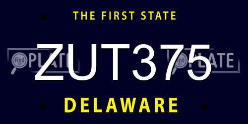 ZUT375 Delaware License Plate