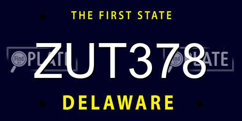 ZUT378 Delaware License Plate