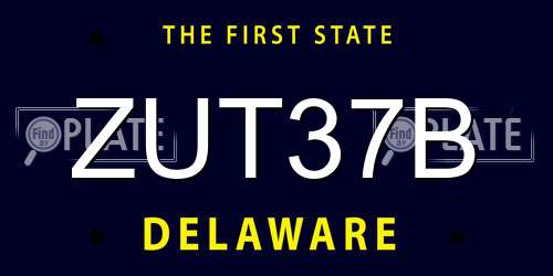 ZUT37B Delaware License Plate