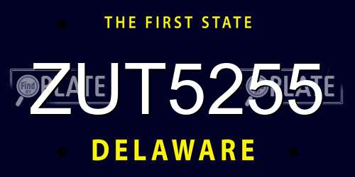 ZUT5255 Delaware License Plate