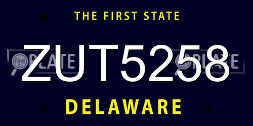 ZUT5258 Delaware License Plate