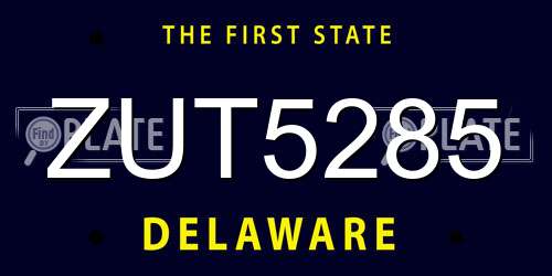 ZUT5285 Delaware License Plate