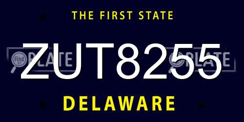 ZUT8255 Delaware License Plate
