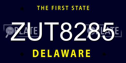 ZUT8285 Delaware License Plate