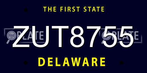 ZUT8755 Delaware License Plate