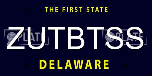 ZUTBTSS Delaware License Plate
