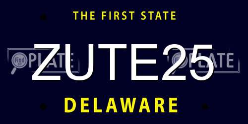 ZUTE25 Delaware License Plate