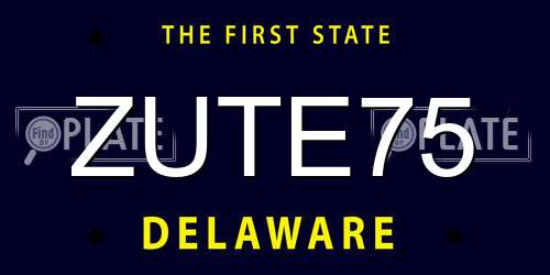 ZUTE75 Delaware License Plate