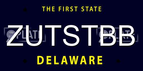 ZUTSTBB Delaware License Plate