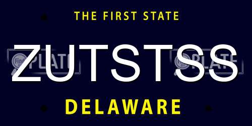 ZUTSTSS Delaware License Plate