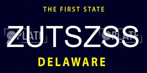 ZUTSZSS Delaware License Plate