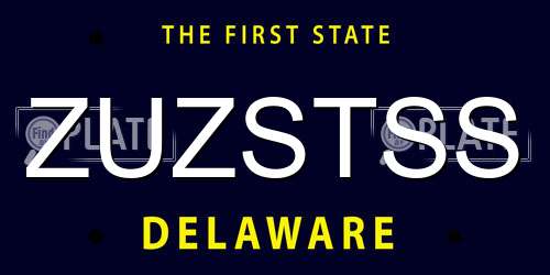 ZUZSTSS Delaware License Plate