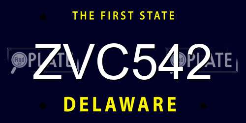ZVC542 Delaware License Plate