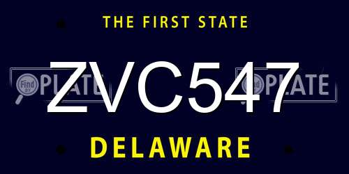 ZVC547 Delaware License Plate