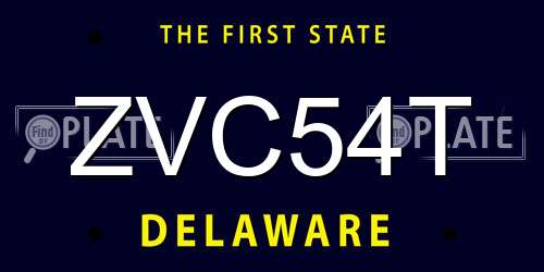 ZVC54T Delaware License Plate