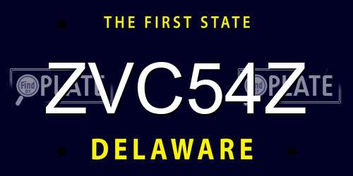 ZVC54Z Delaware License Plate