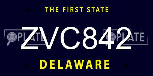 ZVC842 Delaware License Plate
