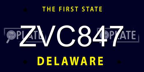 ZVC847 Delaware License Plate