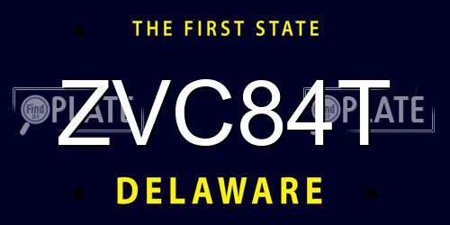 ZVC84T Delaware License Plate
