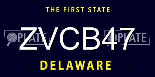 ZVCB47 Delaware License Plate