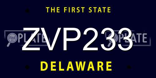 ZVP233 Delaware License Plate