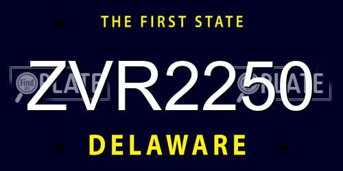 ZVR2250 Delaware License Plate