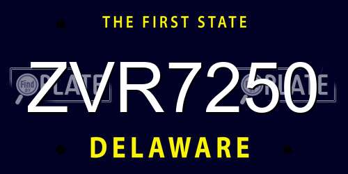 ZVR7250 Delaware License Plate