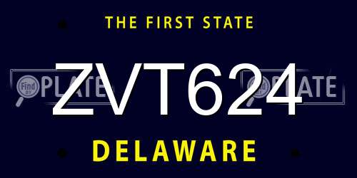 ZVT624 Delaware License Plate