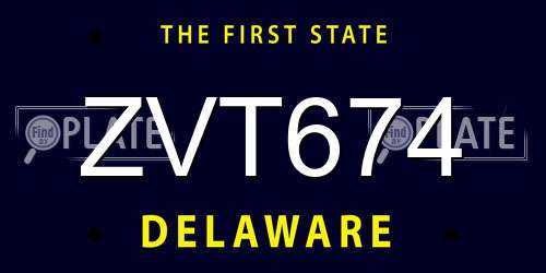 ZVT674 Delaware License Plate