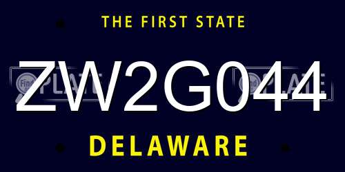 ZW2G044 Delaware License Plate