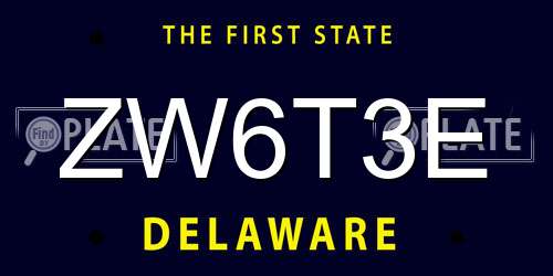 ZW6T3E Delaware License Plate