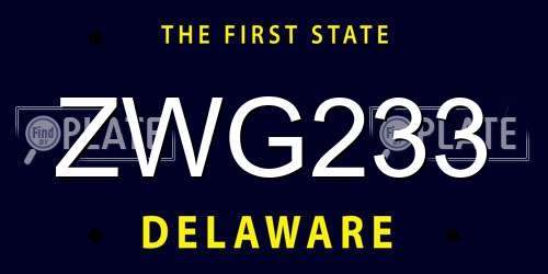 ZWG233 Delaware License Plate